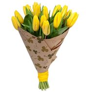 15 жовтих тюльпанів у крафті