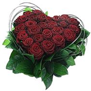 Серце з 25 червоних троянд
