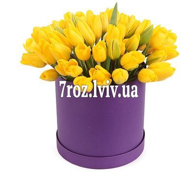 Жовті тюльпани в коробці