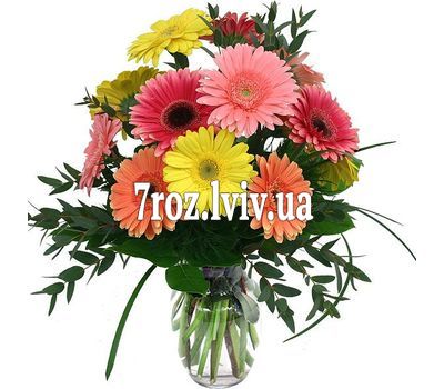 Букет квітів із 11 різнокольорових гербер