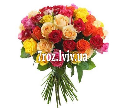 Букет із 39 різнокольорових троянд