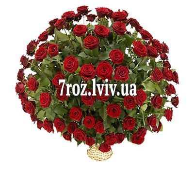 Кошик із 101 червоної троянди