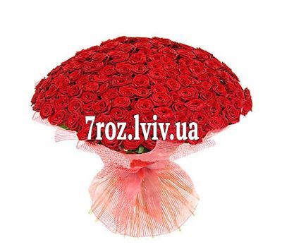 Букет квітів із 101 червоної троянди