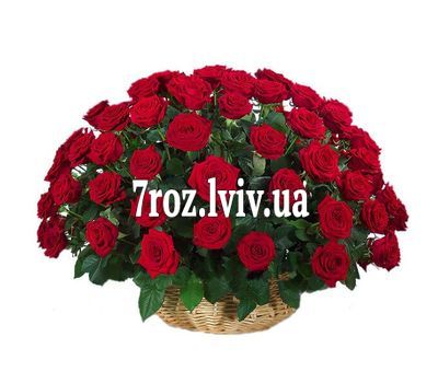 Кошик із 51 червоної троянди