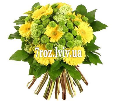 Букет квітів із 8 гербер та 3 хризантем