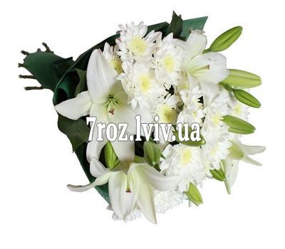 Букет із 2 лілій і 5 хризантеми