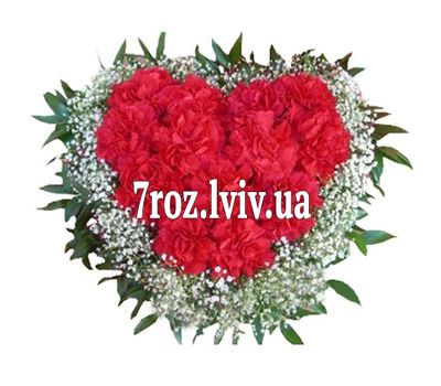Серце з червоних гвоздик